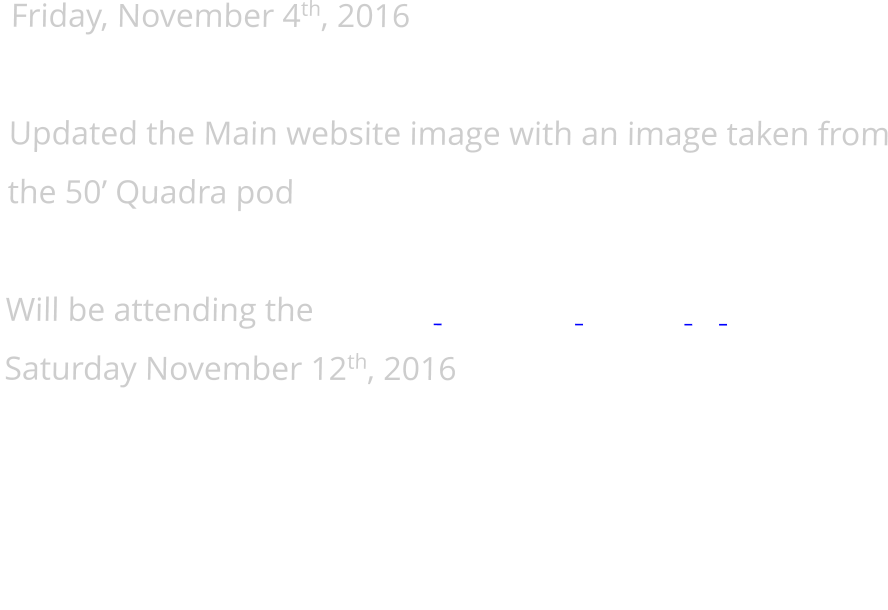 Friday, November 4th, 2016  Updated the Main website image with an image taken from the 50 Quadra pod  Will be attending the Scuderia Southwest Festival of Speed Saturday November 12th, 2016 The McCormic Hotel 7401 N. Scottsdale Road, Scottsdale Arizona,